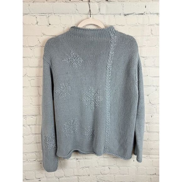 J.JILL embroidered snowflake mock neck blue gray sweater pullover size M - Picture 5 of 5